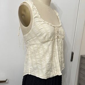 Free People Cream Textured Sleeveless Top